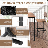 5-Piece Industrial Dining Table Set with Counter Height Table and 4 Bar Stools