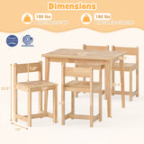 5-Piece Kids Table and Chairs Set Solid Rubber Wood Toddler Activity Table