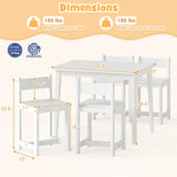 5-Piece Kids Table and Chairs Set Solid Rubber Wood Toddler Activity Table