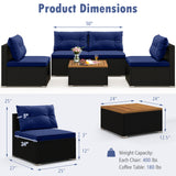 5 Piece Outdoor Furniture Set with Solid Tabletop and Soft Cushions