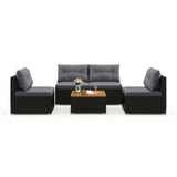5 Piece Outdoor Furniture Set with Solid Tabletop and Soft Cushions