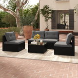 5-Piece Outdoor Patio Furniture Set with Cushions and Coffee Table