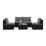 5-Piece Outdoor Patio Furniture Set with Cushions and Coffee Table
