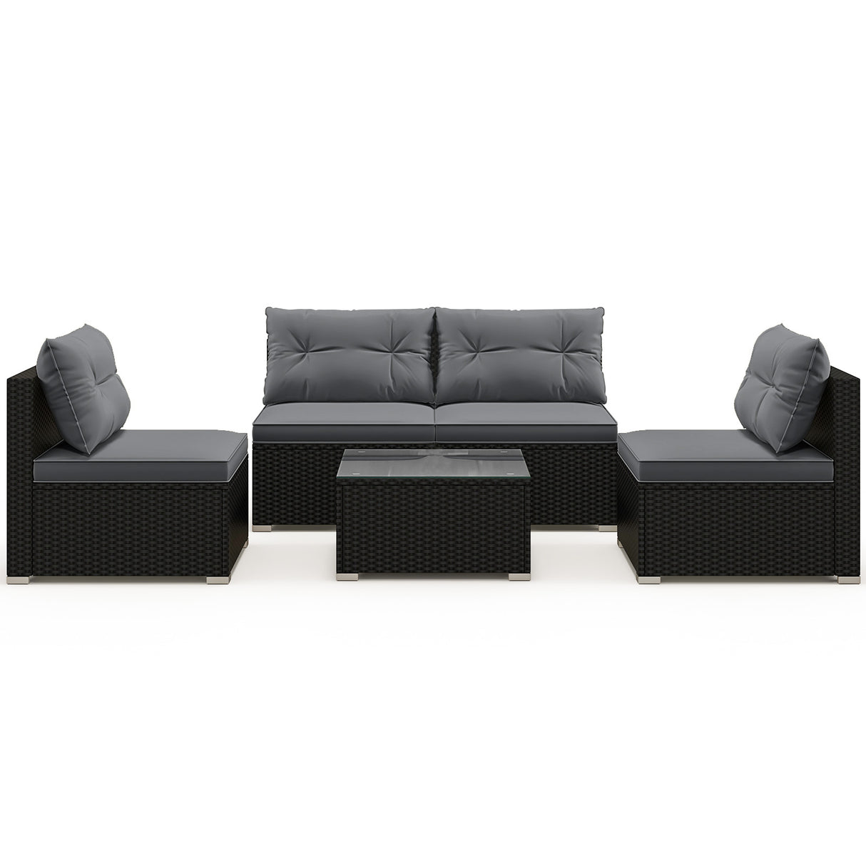 5-Piece Outdoor Patio Furniture Set with Cushions and Coffee Table