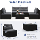 5-Piece Outdoor Patio Furniture Set with Cushions and Coffee Table