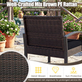 5-Piece Patio Conversation Set with 2 Ottomans and Tempered Glass Side Table