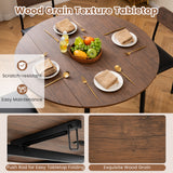 5-Piece Round Kitchen Table Set with Drop Leaf Tabletop and 4 Upholstered Dining Chairs-Brown