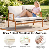 5 Pieces Acacia Wood Patio Furniture Sets with Solid Acacia Wood Frame-White