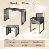 5 Pieces Outdoor Conversation Set with Removable Cushions for Backyard Porch-Gray