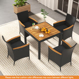 5 Pieces Patio Dining Table Set for 4 with Umbrella Hole