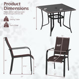 5 Pieces Patio Dining Set for 4 Outdoor Square Table and Stackable Chairs