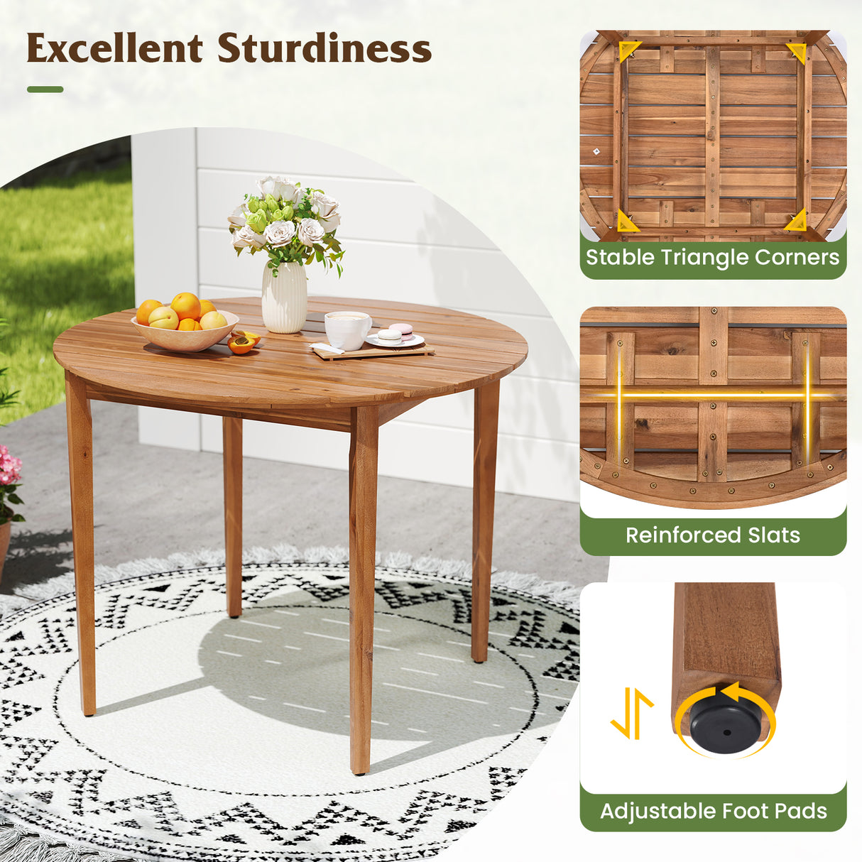 5 Pieces Patio Dining Set with Cushions and PE Rattan Backrest for Garden and Backyard