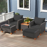 5 Pieces Patio Furniture Set with Loveseat and Armchairs for Porch