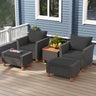 5 Pieces Patio Furniture Set with Loveseat and Armchairs for Porch
