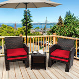 5 Pieces Patio Rattan Furniture Set with Ottoman and Tempered Glass Coffee Table