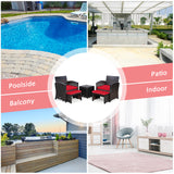 5 Pieces Patio Rattan Furniture Set with Ottoman and Tempered Glass Coffee Table