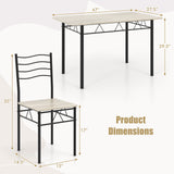 5 Pieces Wood Metal Dining Table Set with 4 Chairs