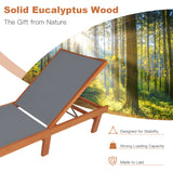 5-Postion Backrest Adjustable Outdoor Wood Chaise Lounge Chair-2