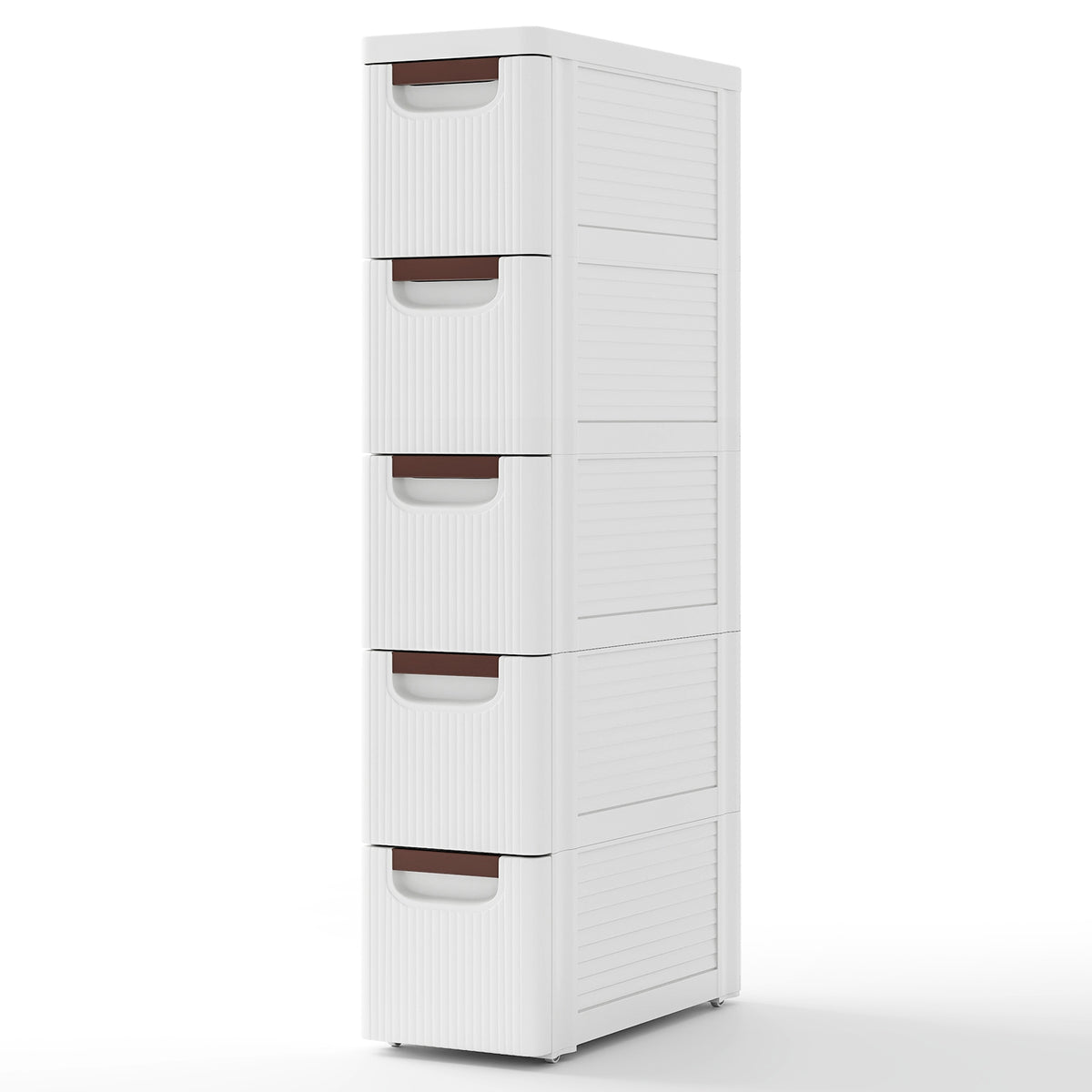 3/4/5/6-Drawer Rolling Organizer Unit Narrow Storage Cabinet with Built-In Wheels for Small Space-3
