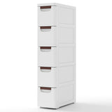 3/4/5/6-Drawer Rolling Organizer Unit Narrow Storage Cabinet with Built-In Wheels for Small Space-3