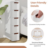 3/4/5/6-Drawer Rolling Organizer Unit Narrow Storage Cabinet with Built-In Wheels for Small Space-3