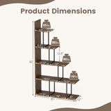 5-Tier 62 Inch Tall Stepped Bookshelf with Heavy Duty Metal Frame-Rustic Brown