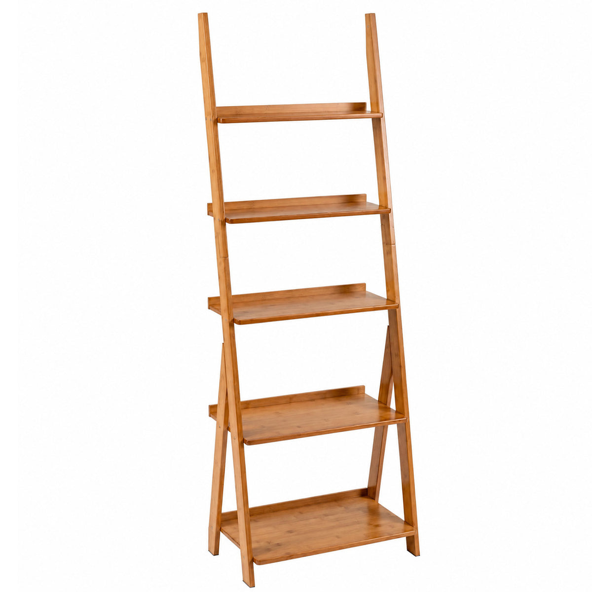 5-Tier Bamboo Ladder Shelf for Home Use