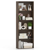 5-Tier Bookshelf Open Bookcase Freestanding Display Shelf Storage Organizer-Dark Walnut