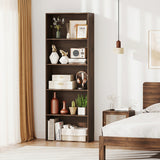 5-Tier Bookshelf Open Bookcase Freestanding Display Shelf Storage Organizer-Dark Walnut