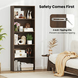 5-Tier Bookshelf Open Bookcase Freestanding Display Shelf Storage Organizer-Dark Walnut