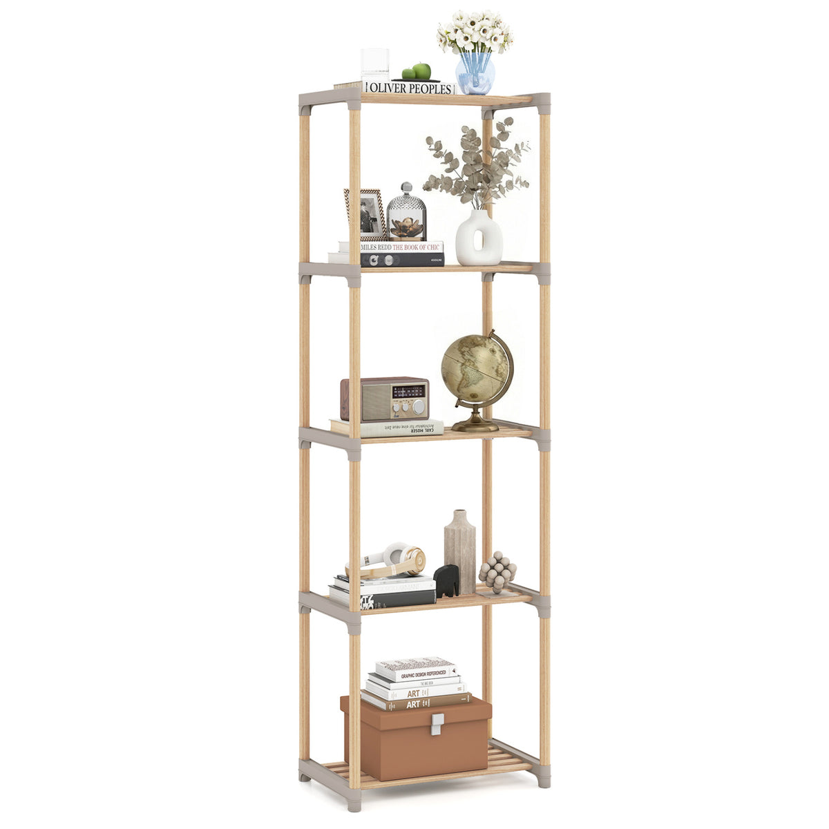 5-Tier/4-Tier Bookshelf with Open Shelves for Home Office and Bathroom-5/Bathroom-4