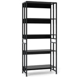 5-Tier Bookshelf with Adjustable and Tiltable Shelves