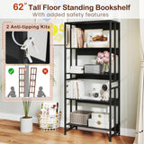 5-Tier Bookshelf with Adjustable and Tiltable Shelves
