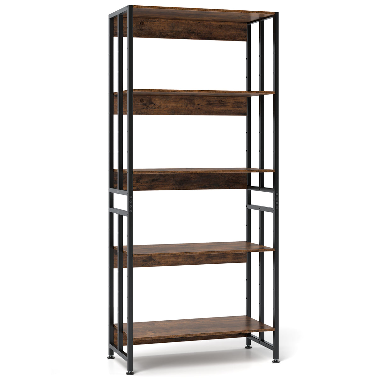 5-Tier Bookshelf with Adjustable and Tiltable Shelves