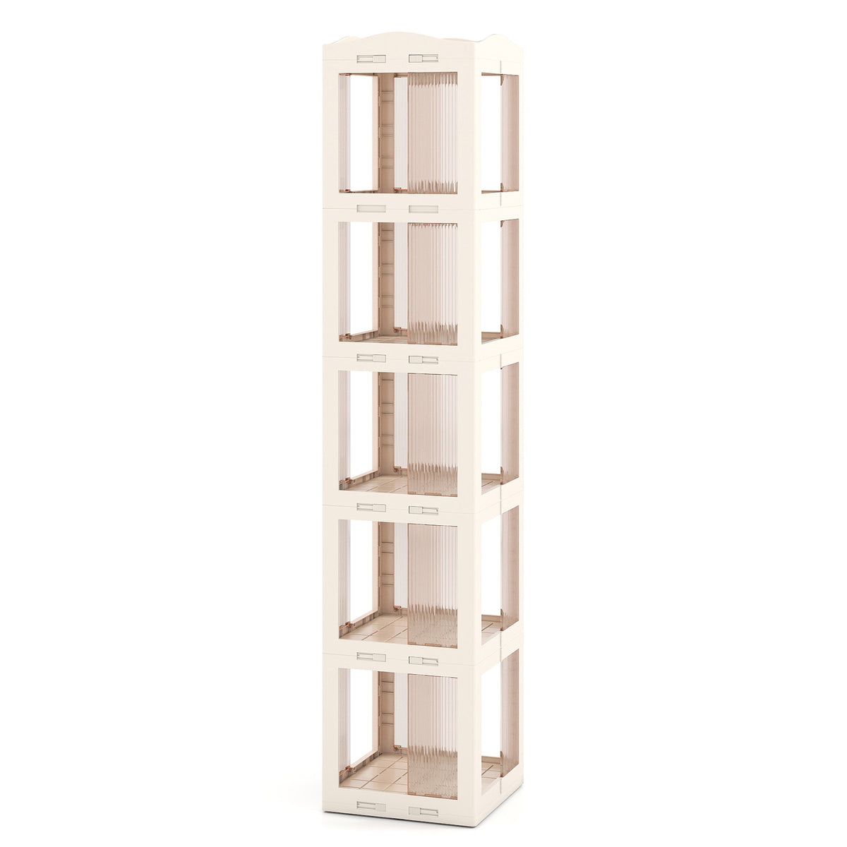 5-Tier Foldable Rotating Bookshelf 360Â° Spinning Bookcase with Swivel Base-White