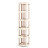 5-Tier Foldable Rotating Bookshelf 360Â° Spinning Bookcase with Swivel Base-White