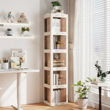 5-Tier Foldable Rotating Bookshelf 360Â° Spinning Bookcase with Swivel Base-White