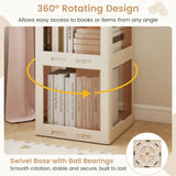 5-Tier Foldable Rotating Bookshelf 360Â° Spinning Bookcase with Swivel Base-White