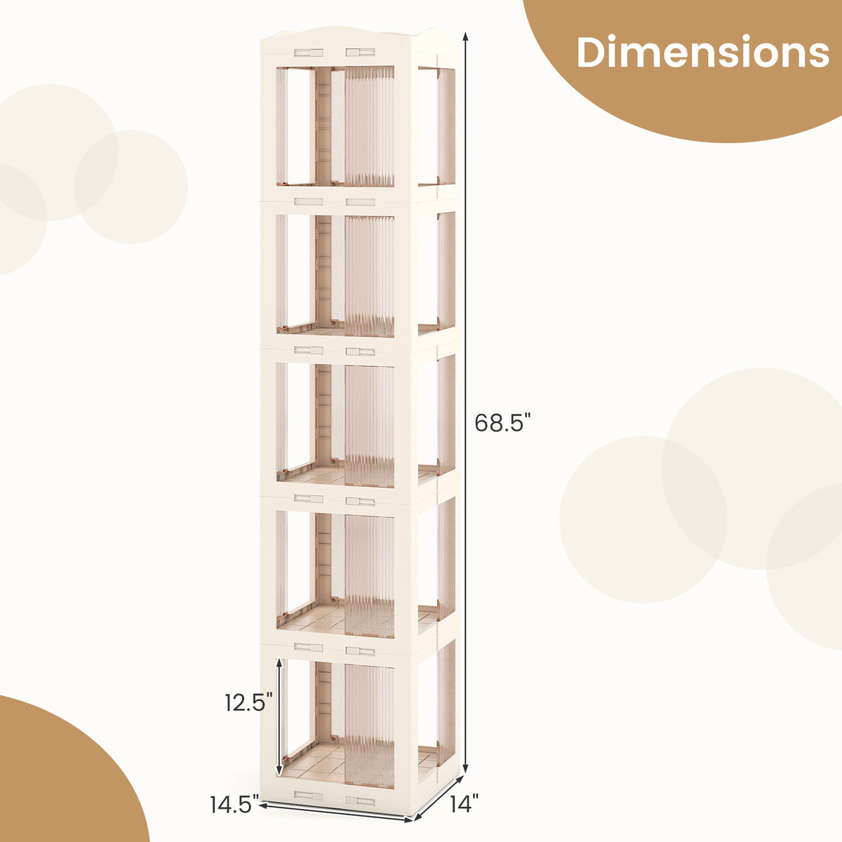5-Tier Foldable Rotating Bookshelf 360Â° Spinning Bookcase with Swivel Base-White