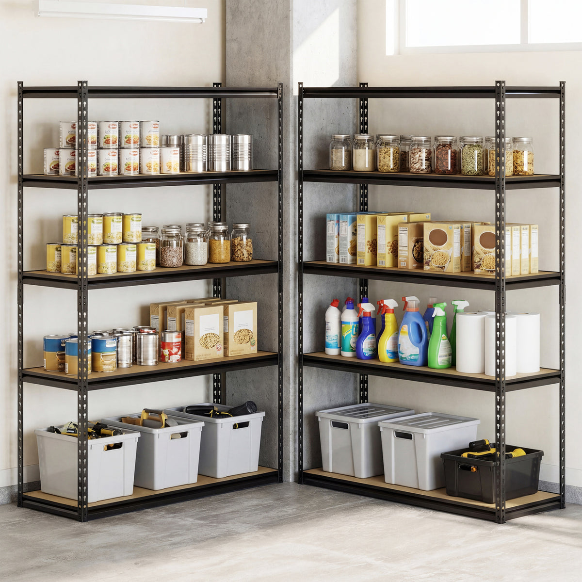 5-Tier Garage Shelving Unit for Warehouse and Basement-Set of 2