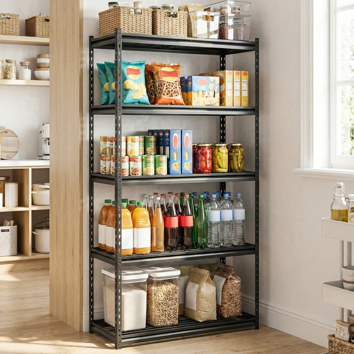 5-Tier Heavy-Duty Metal Shelving Unit with Adjustable Wire Rack Set of 1/2/3/4