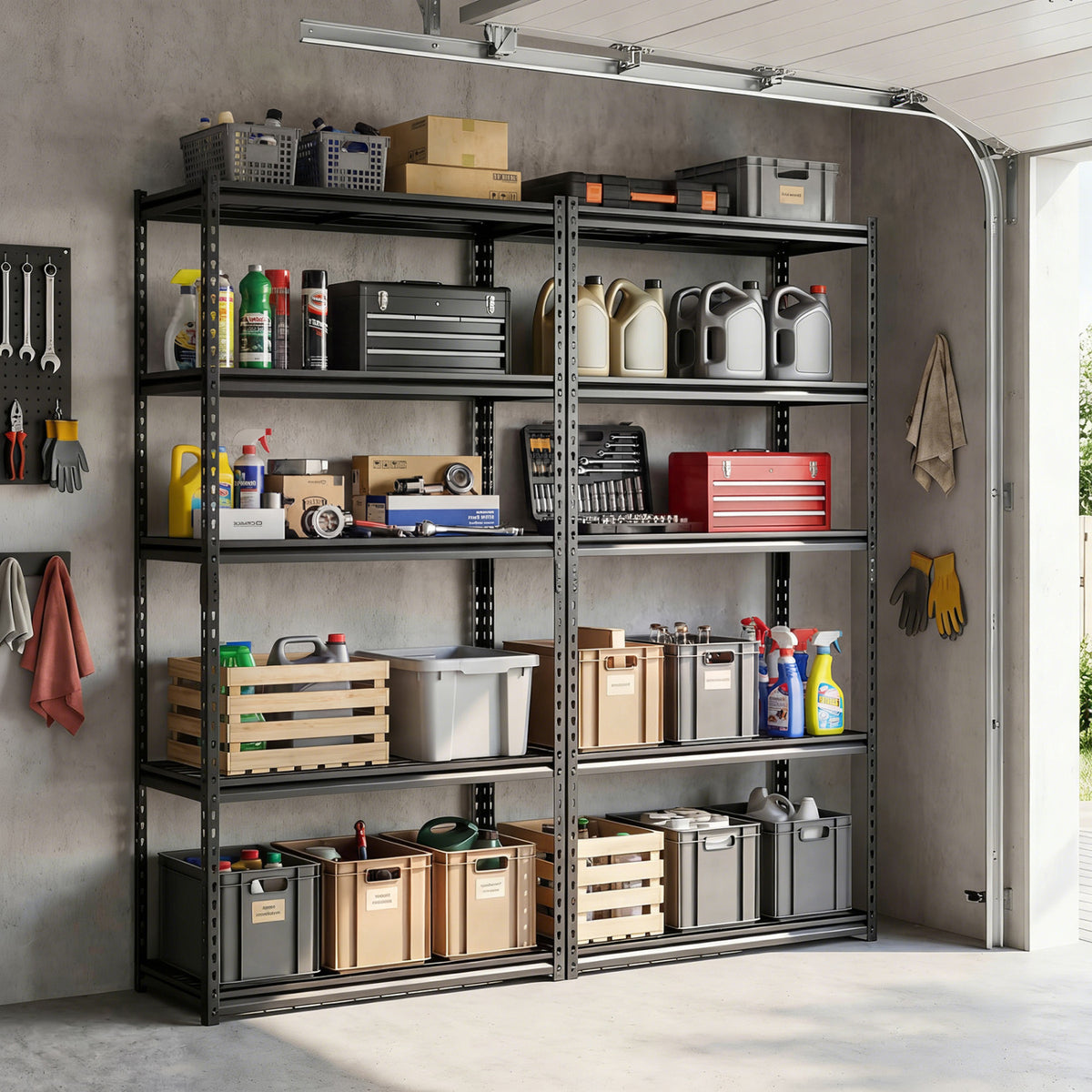 5-Tier Heavy-Duty Metal Shelving Unit with Adjustable Wire Rack Set of 1/2/3/4