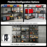 5-Tier Heavy-Duty Metal Shelving Unit with Adjustable Wire Rack Set of 1/2/3/4