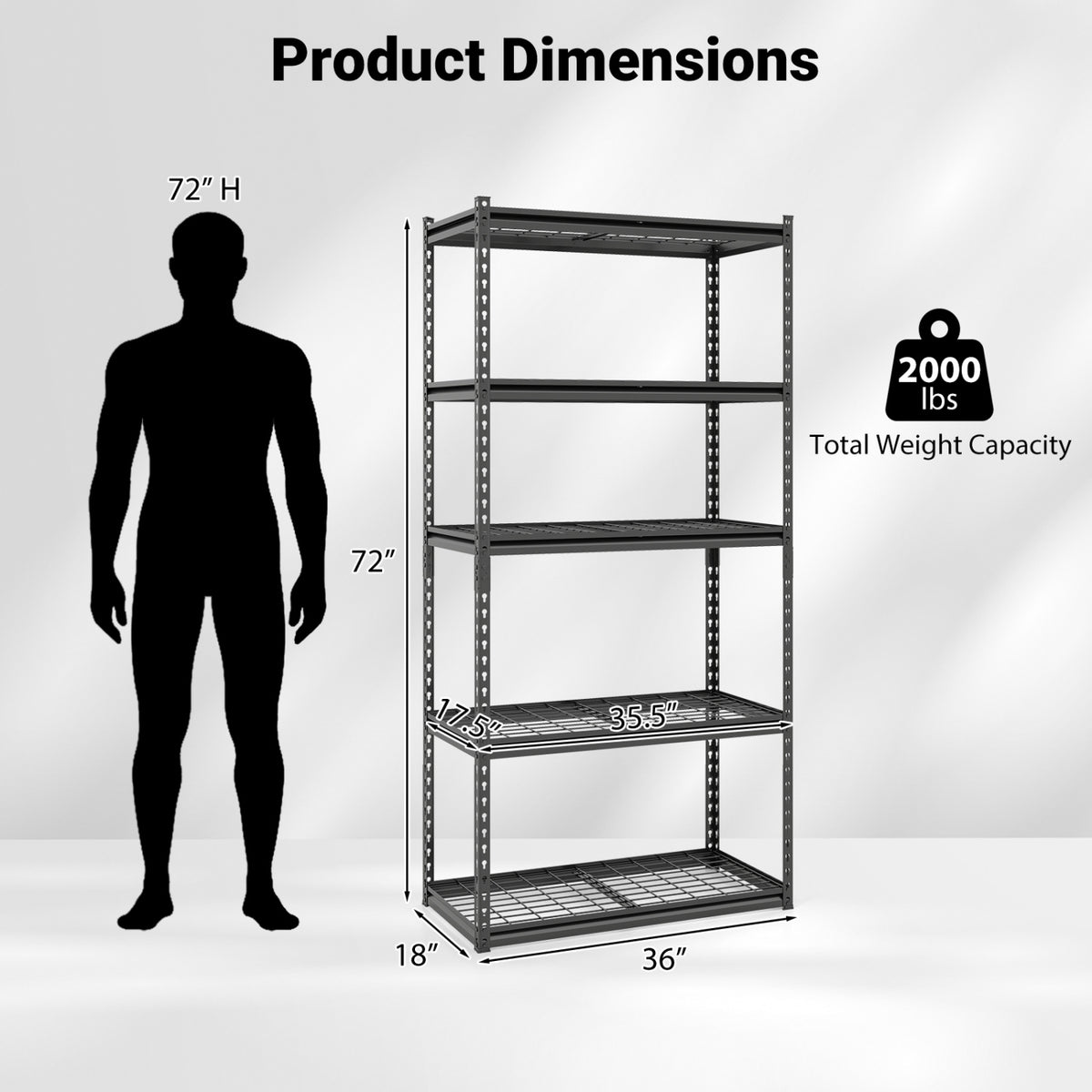 5-Tier Heavy-Duty Metal Shelving Unit with Adjustable Wire Rack Set of 1/2/3/4