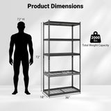 5-Tier Heavy-Duty Metal Shelving Unit with Adjustable Wire Rack Set of 1/2/3/4