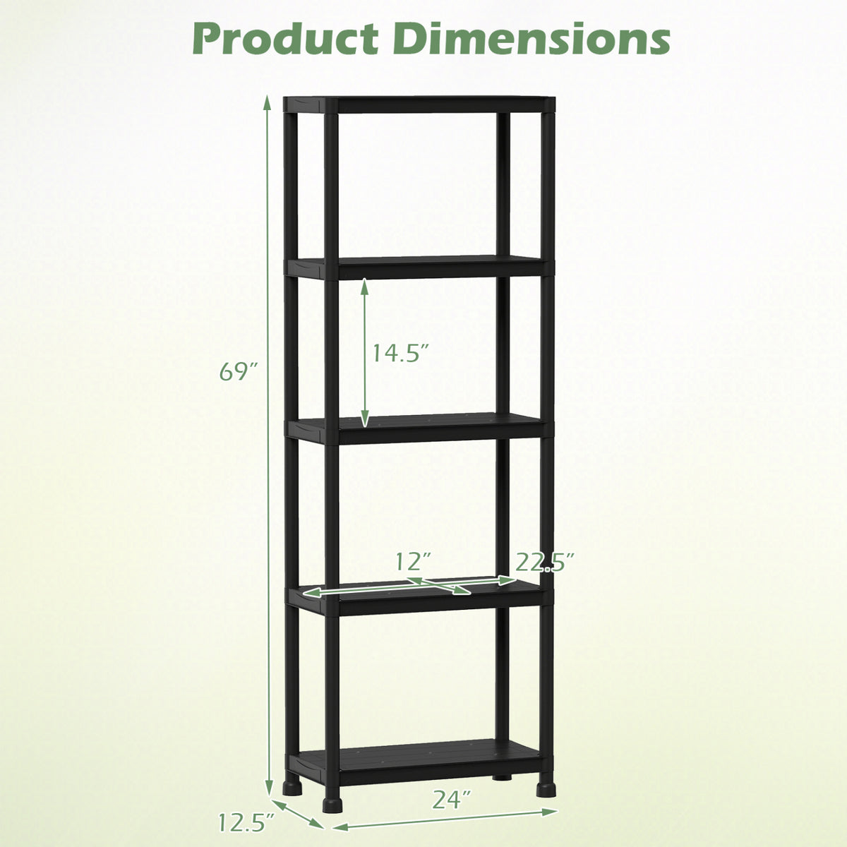 4-Tier/5-Tier/3-Tier Heavy-Duty Plastic Storage Shelves Freestanding Garage Shelving Unit