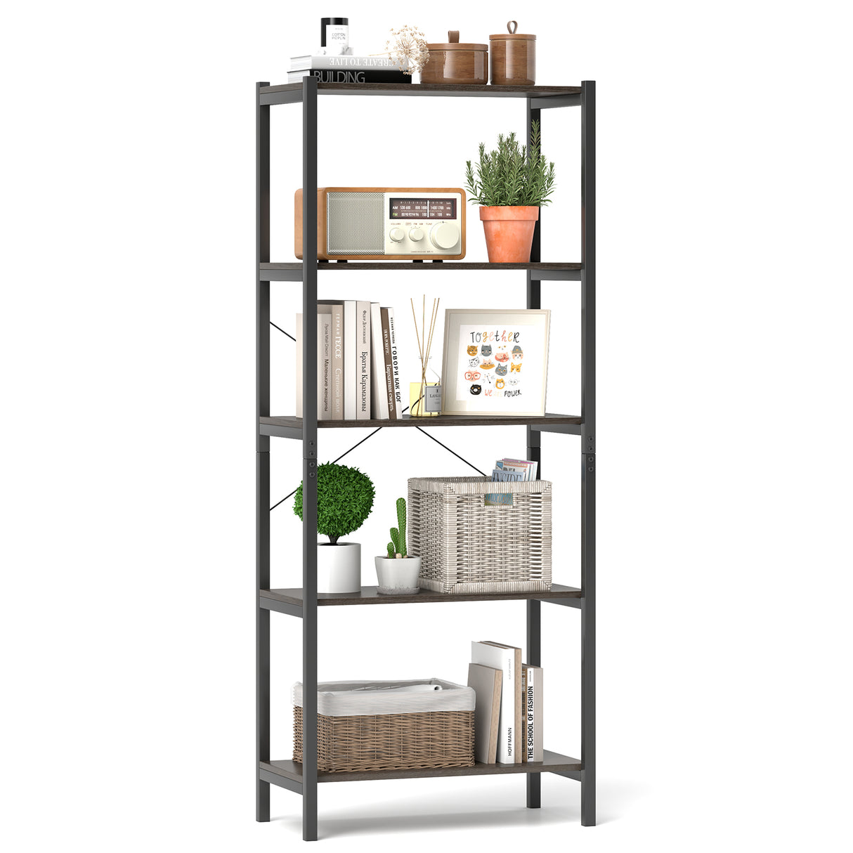 Multipurpose Open Bookcase Industrial Rack Wide Standing Storage Shelf
