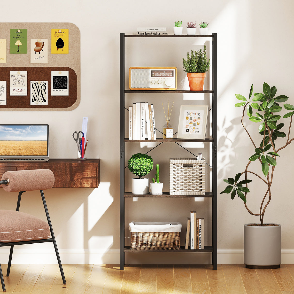 Multipurpose Open Bookcase Industrial Rack Wide Standing Storage Shelf