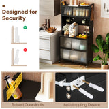 5 Tier Kitchen Bakers Rack with Lights Multifunctional Microwave Stand with Flip Door Cabinets