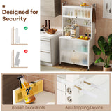 5 Tier Kitchen Bakers Rack with Lights Multifunctional Microwave Stand with Flip Door Cabinets